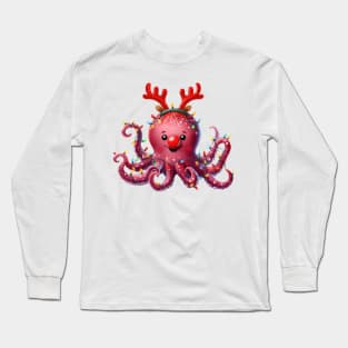 Christmas Red Nose Octopus Long Sleeve T-Shirt